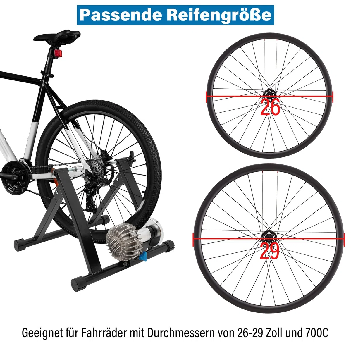 Fahrrad Rollentrainer,Bike Trainer Ständer Indoor für Fahrräder mit 26-29"&700 Cc, Tragkraft 150 Kg, 40-60db, Rollentrainer Fahrrad,Heimtrainer Fahrrad für Indoor Fahrradfahren zu Hause