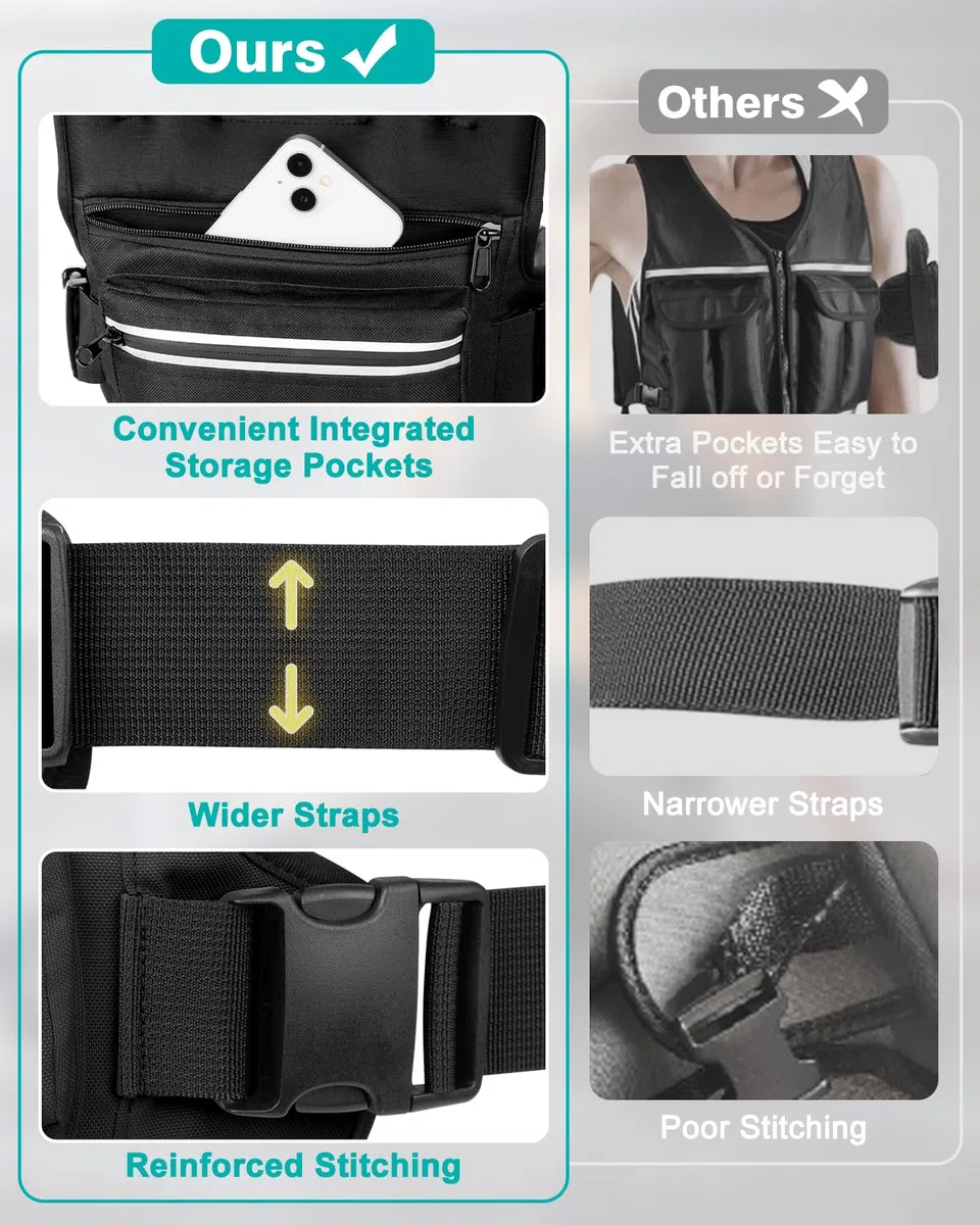 Weighted Vests for Women Men, 8 12 16 20 lb Weighted Vest with Storage Pockets, Rucking Vest with Reflective Stripe, Adjustable Straps Weight Vest for Running, Walking, Workout, Training