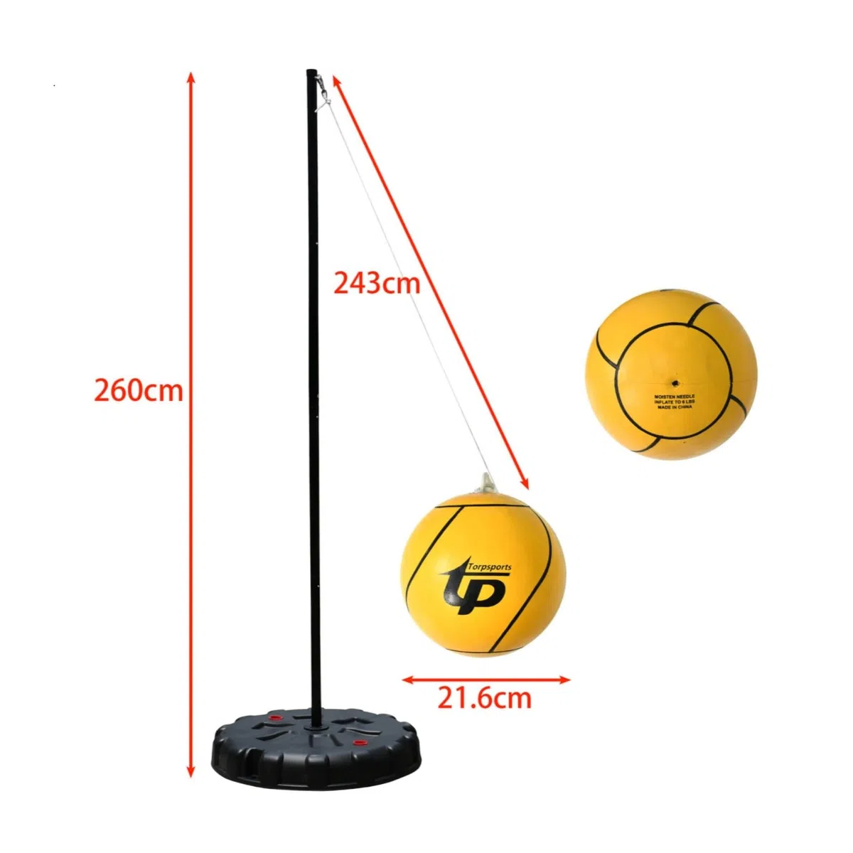 Outdoor Ball Schlagspiel Tetherball mit Großem Standfuß Hochwertiger Verstellbarem Seil Und Widerstandsfähigem Ball Einfach Aufzubauen für Hinterhof Kinderparty Parks