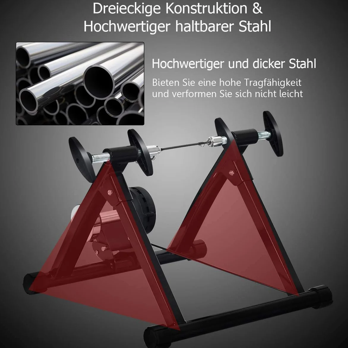 Rollentrainer für Fahrräder, Fahrradtrainer, Heimtrainer klappbar, bis 150 kg belastbar, aus Stahl, inkl. (Gelb) (Blau)
