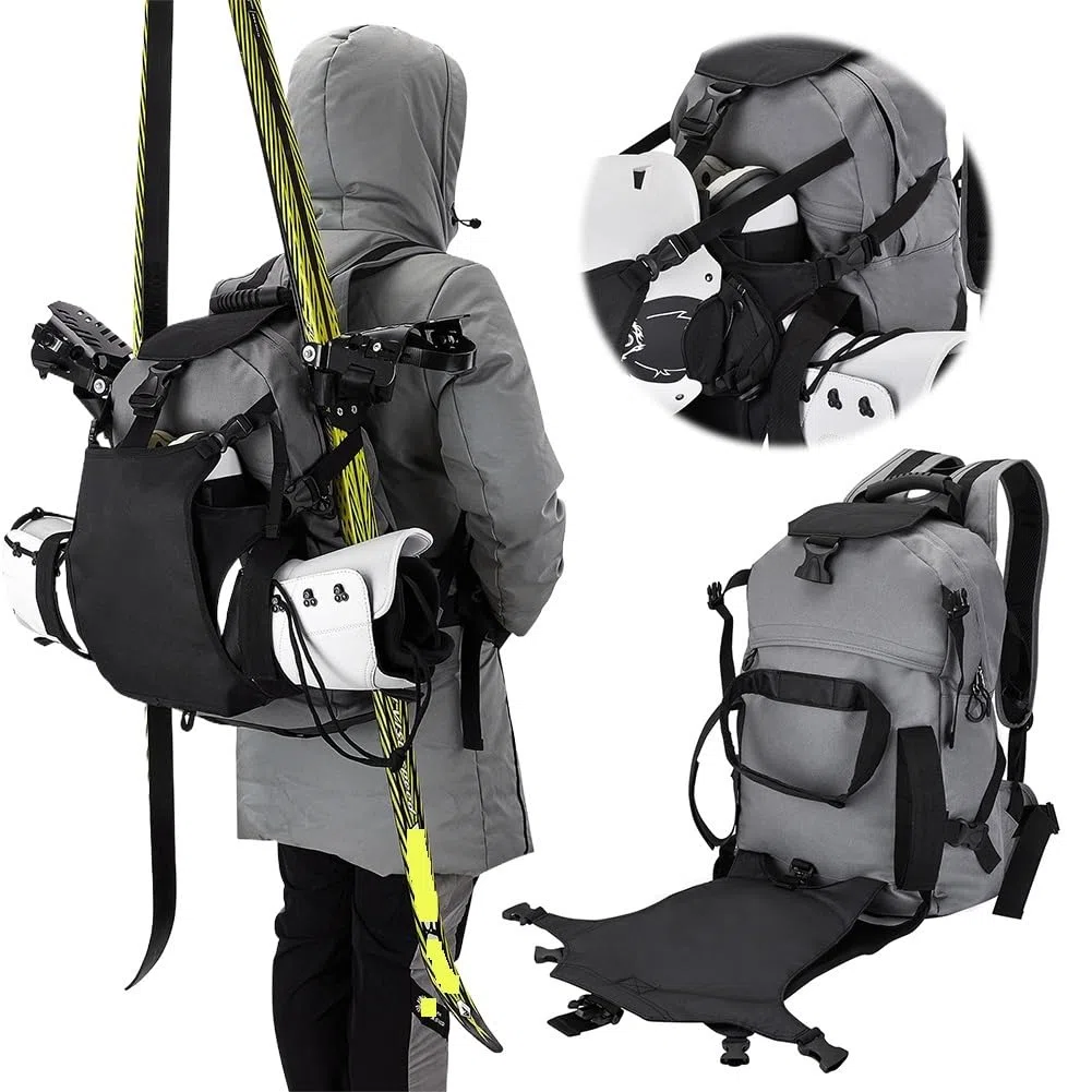 Skischuhrucksack 30L mit verstellbaren Befestigungsgurten, Skating-Rucksack