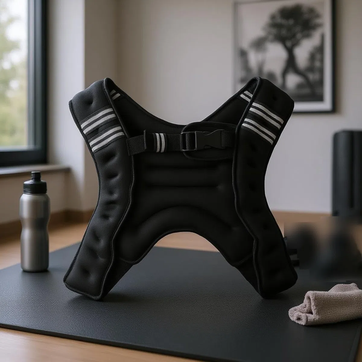 Verstellbare Gewichtsweste elastisch elastische Gewichtsweste breite Schulterträger Trainingsweste mit Gewichten für Fitness, Schwarz, 10KG