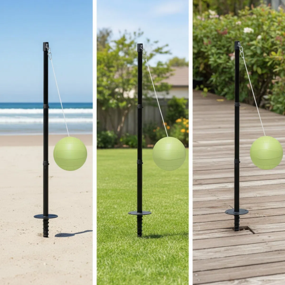 harayaa Outdoor Tetherball Spiel set Tetherball set Ball Pfosten Seil aus Stahl mit Tragbarem Erdanker Und Montageschlägel Zuverlässige Verankerung Und Sicherer Betrieb für Familie Freunde Wettbewerbe