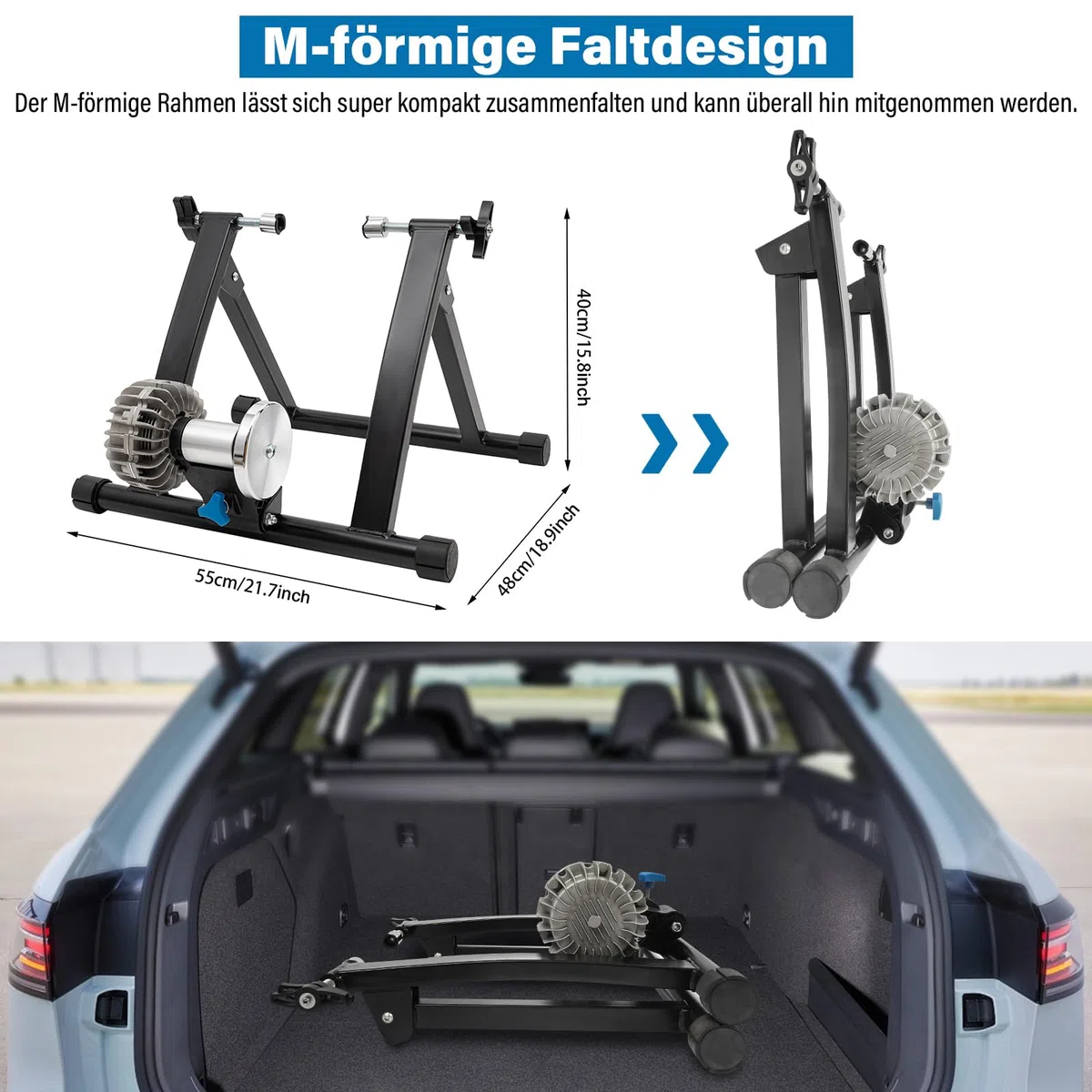 Fahrrad Rollentrainer,Bike Trainer Ständer Indoor für Fahrräder mit 26-29"&700 Cc, Tragkraft 150 Kg, 40-60db, Rollentrainer Fahrrad,Heimtrainer Fahrrad für Indoor Fahrradfahren zu Hause