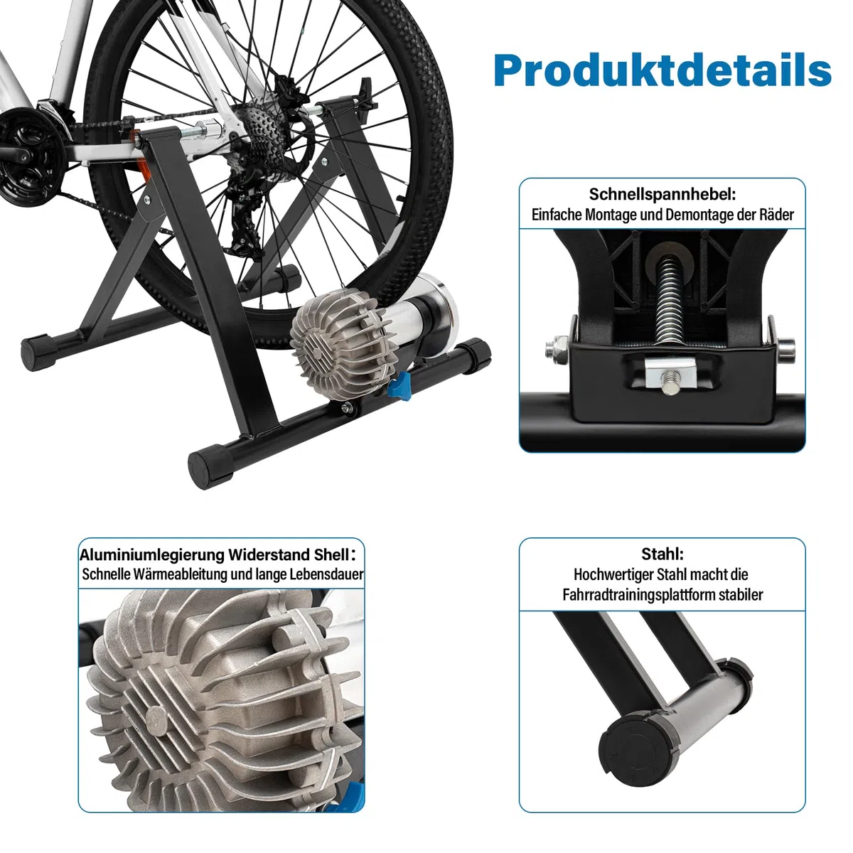 Fahrrad Rollentrainer,Bike Trainer Ständer Indoor für Fahrräder mit 26-29"&700 Cc, Tragkraft 150 Kg, 40-60db, Rollentrainer Fahrrad,Heimtrainer Fahrrad für Indoor Fahrradfahren zu Hause