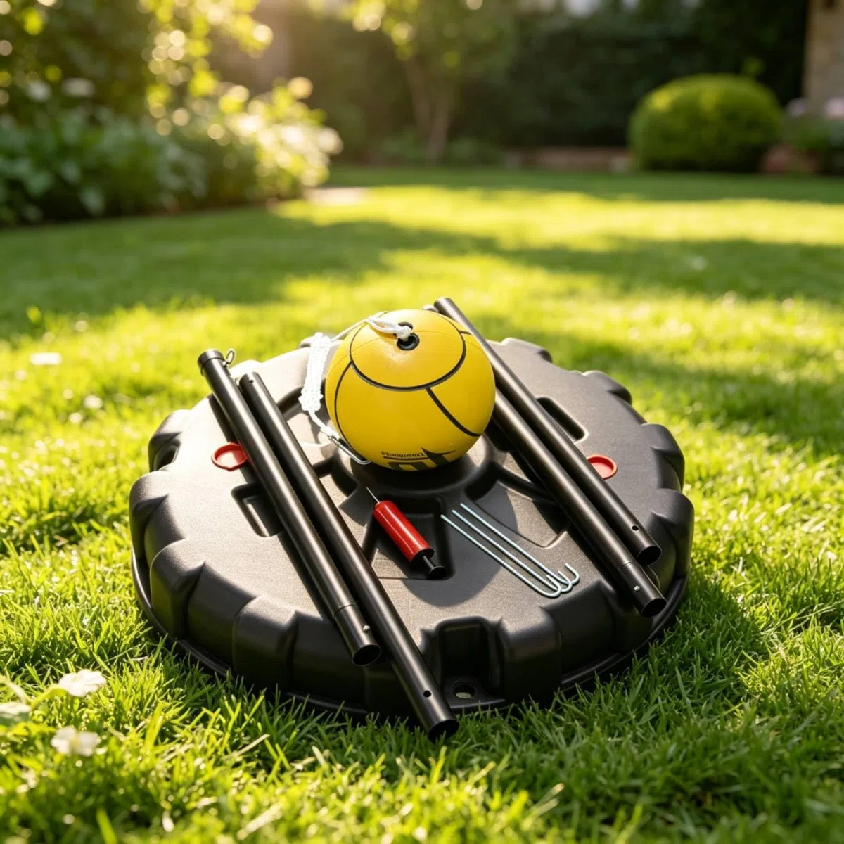Outdoor Ball Schlagspiel Tetherball mit Großem Standfuß Hochwertiger Verstellbarem Seil Und Widerstandsfähigem Ball Einfach Aufzubauen für Hinterhof Kinderparty Parks
