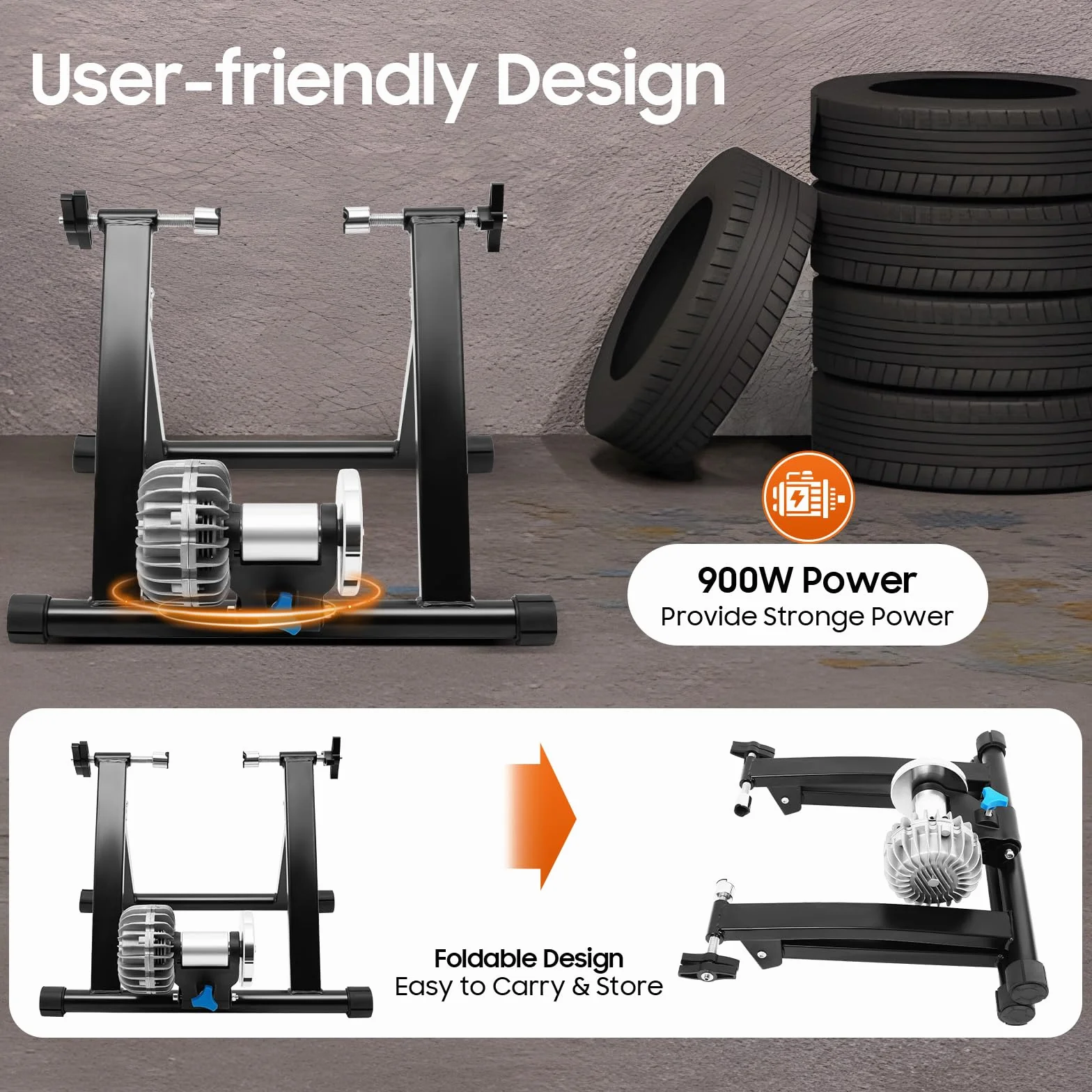 Rollentrainer Fahrradtrainer Indoor Fahrrad Heimtrainer klappbar 26"-29" für 26-29-Zoll-Bikes und 700C-Bikes wie Mountainbikes und Rennräder